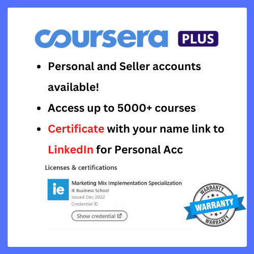 Coursera Plus Personal Account / Seller Account l Professional Certificate 6 months subscription with warranty
