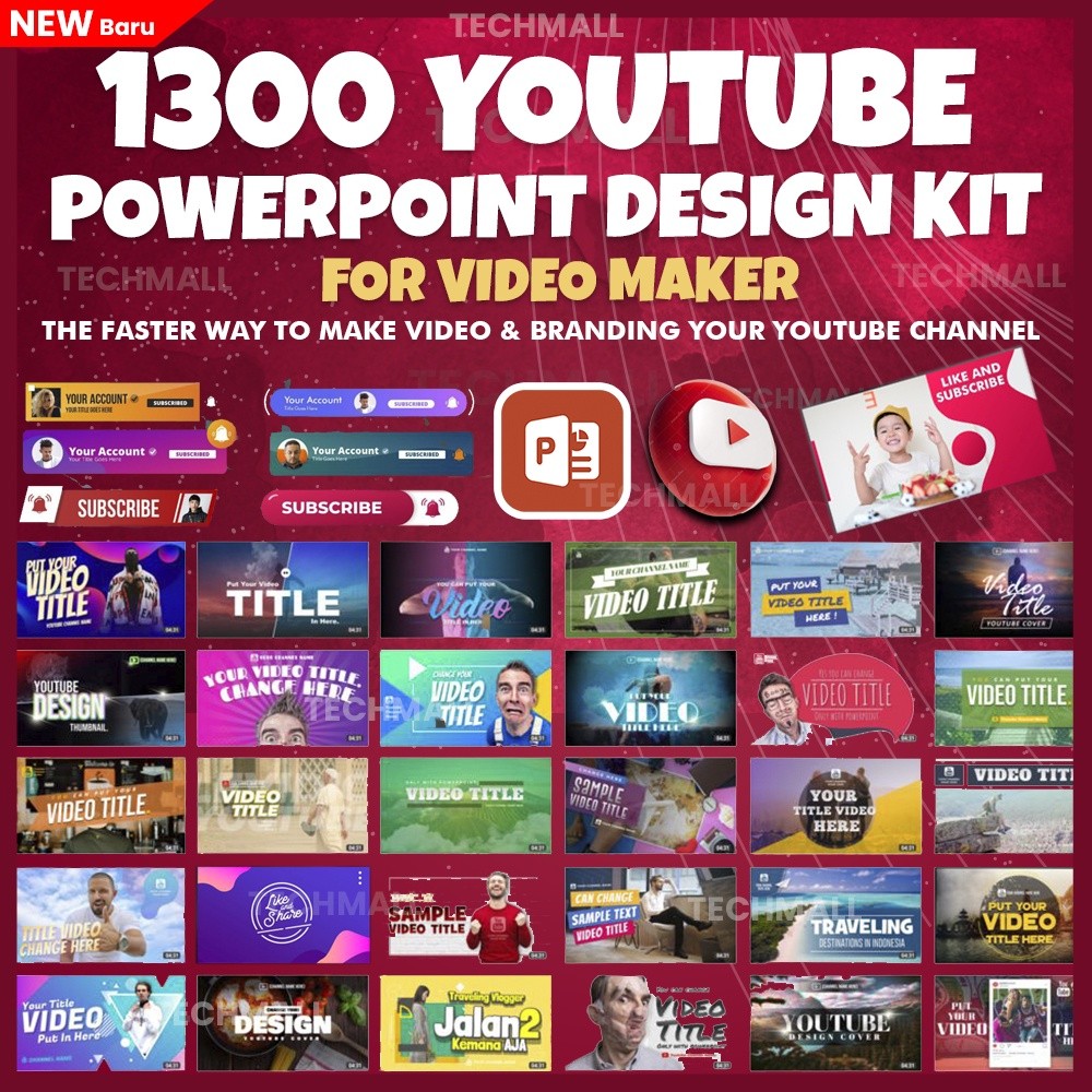 1300 Youtube PowerPoint Design Kit for Video Makers | Ready Made